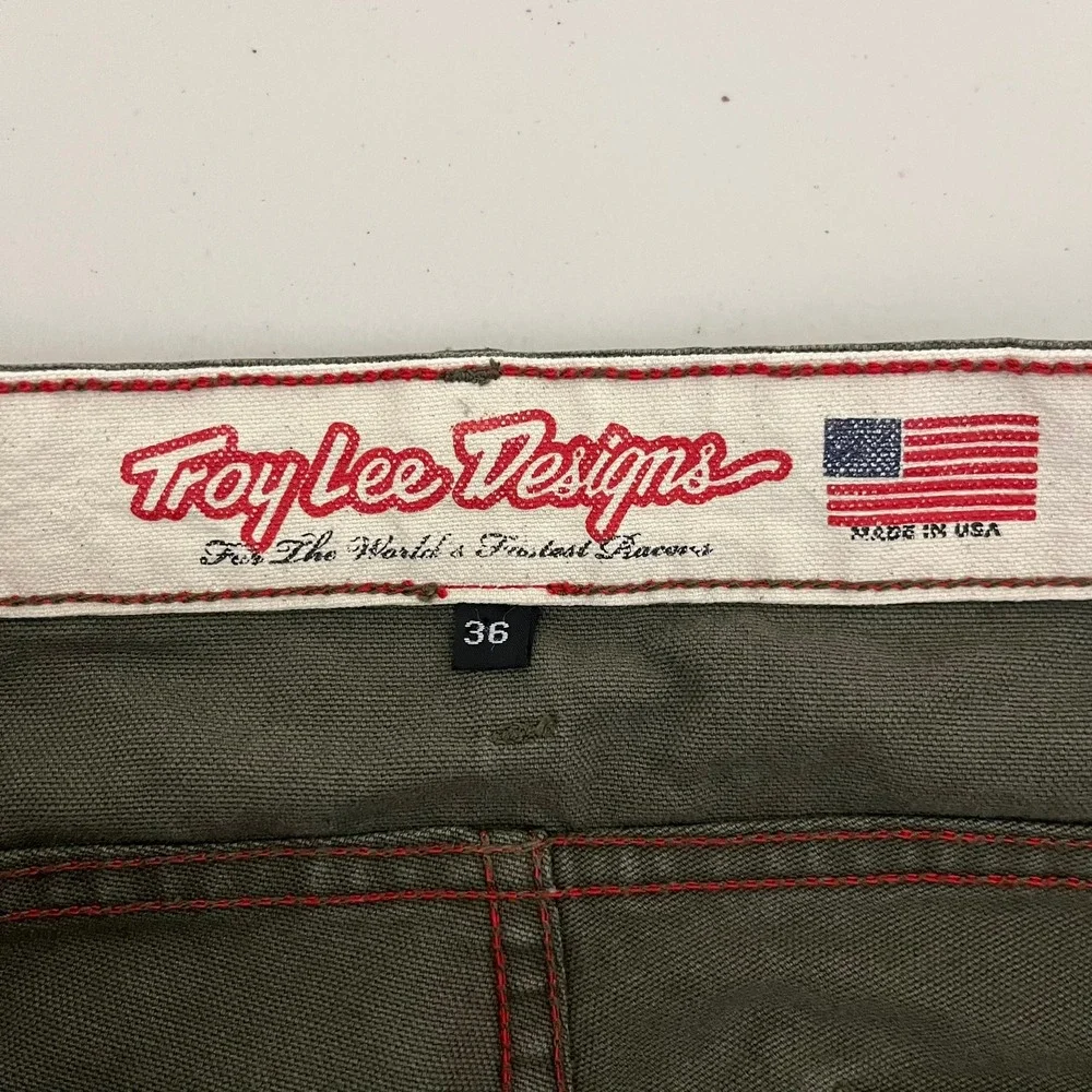 Troy Lee Designs Mens Olive Green Cotton Canvas Articulated Knee Pants Size 36